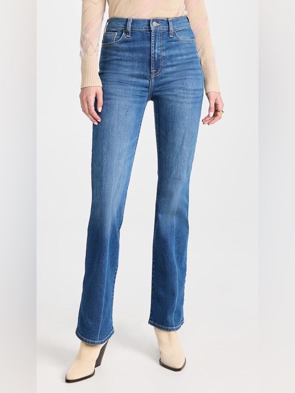 7 For All Mankind Easy Boot Jeans in Garden Party Medium Wash Size 24 Like New